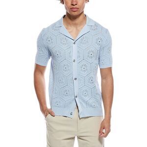 Jason Wu Mens  Pointelle Cardigan Shirt, Blue